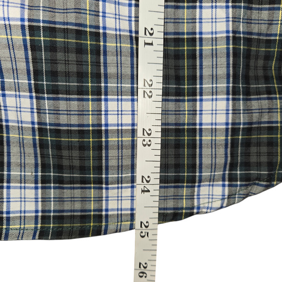 J Crew Womens XS Plaid Button Up Shirt Sequins Green Blue Round Hem Lace Casual - Picture 6 of 11